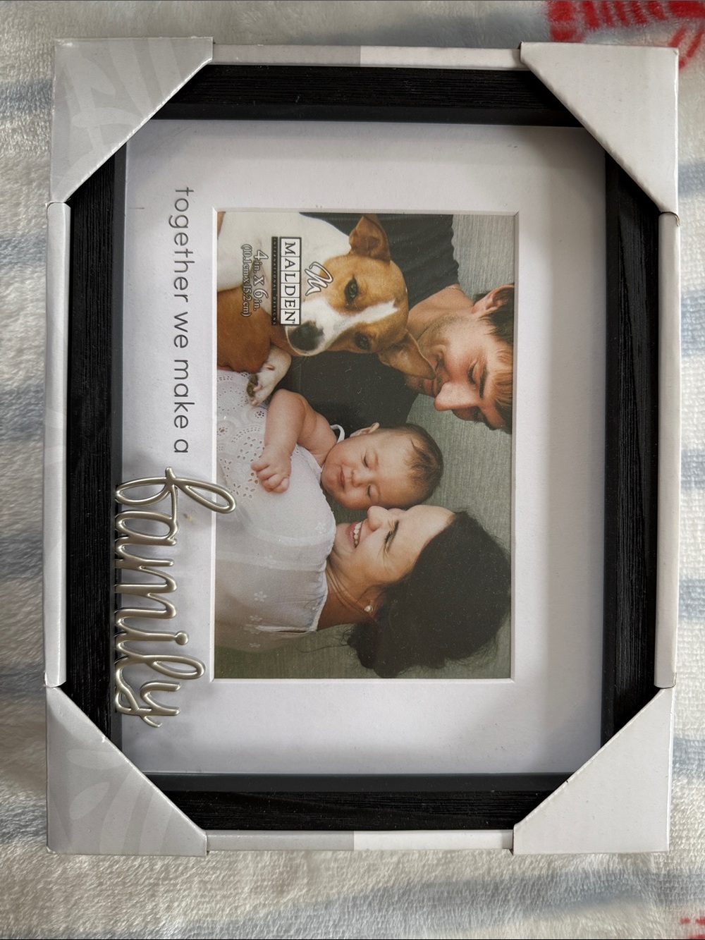 Aiden Black Photo Frame with Silver 'Family' Accent